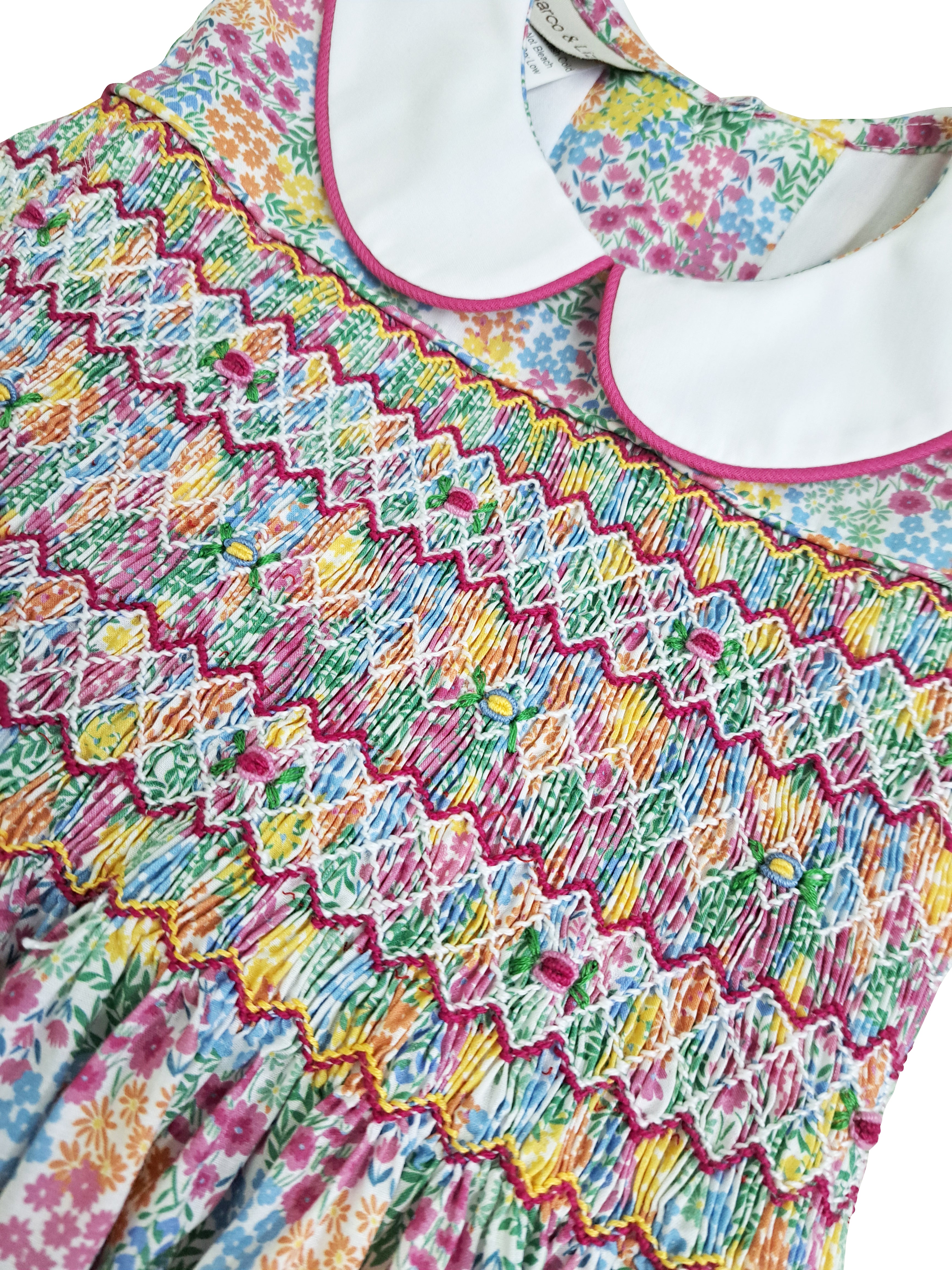 Girl's "Taylor Collection" Hand Smocked Floral Dress - Little Threads Inc. Children's Clothing