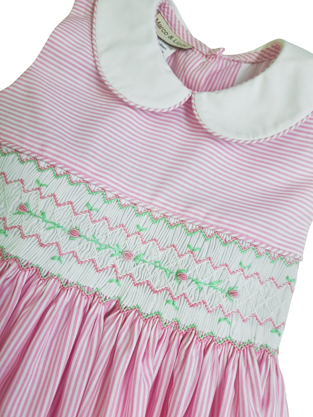 Pink Stripe Cotton Hand Smocked Girl's Dress - Little Threads Inc. Children's Clothing