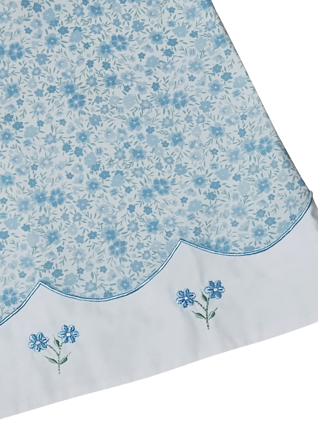 "Carly and Ronnie" Girl's Blue Floral A-Line girl's Dress with Embroidery - Little Threads Inc. Children's Clothing