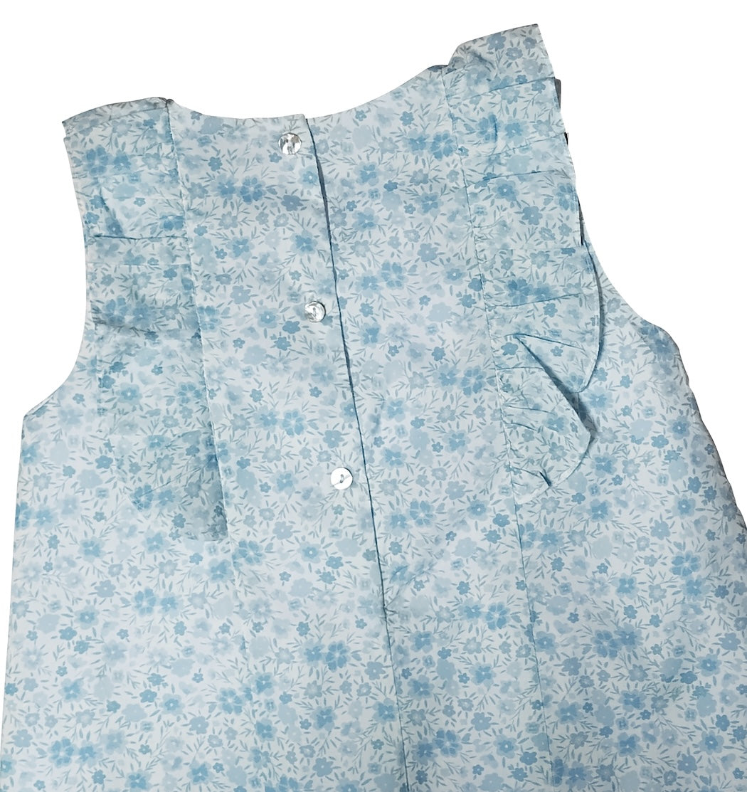 "Carly and Ronnie" Girl's Blue Floral A-Line Dress - Little Threads Inc. Children's Clothing