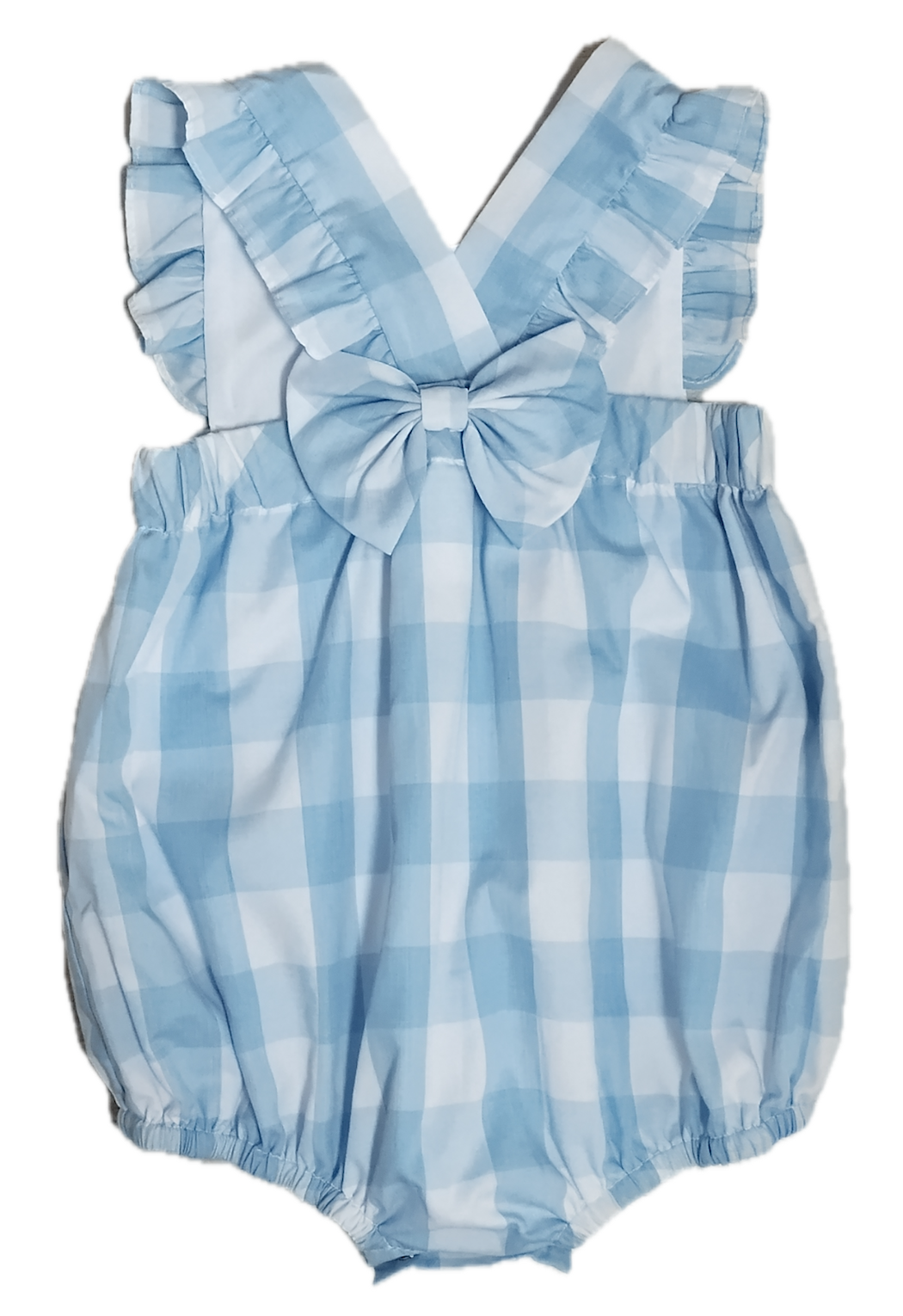 Large blue checks baby girl's bubble - Little Threads Inc. Children's Clothing
