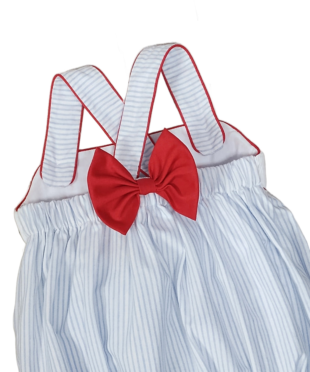 Baby Girl's "4th of July" Striped Light Blue Bubble