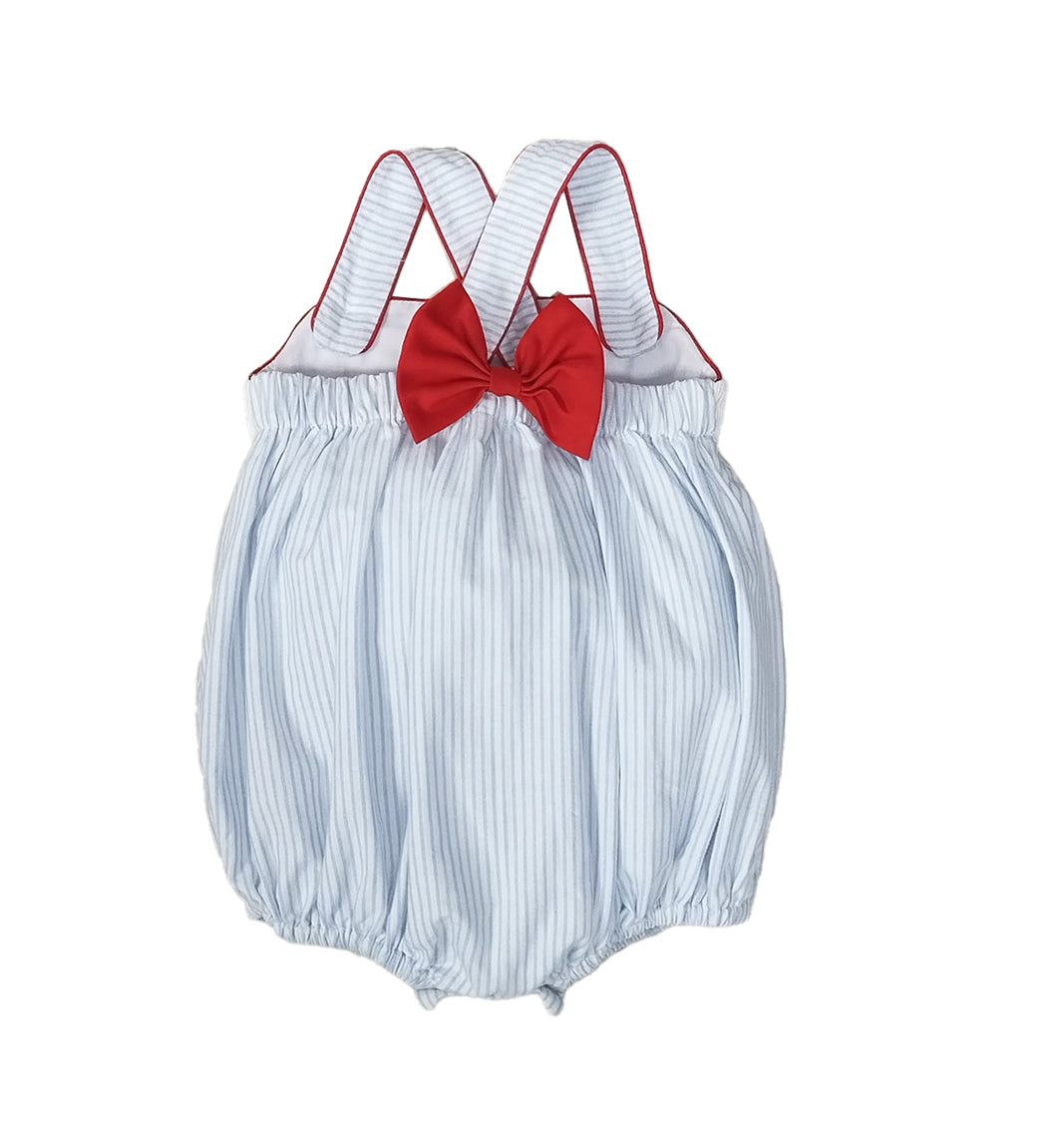 Baby Girl's "4th of July" Striped Light Blue Bubble