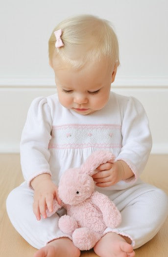 Sweet baby white jacquard girls converter - Little Threads Inc. Children's Clothing