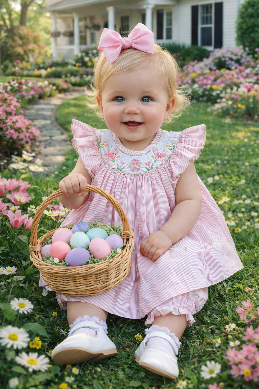 Easter Bunnies Girl Bishop Set - Little Threads Inc. Children's Clothing