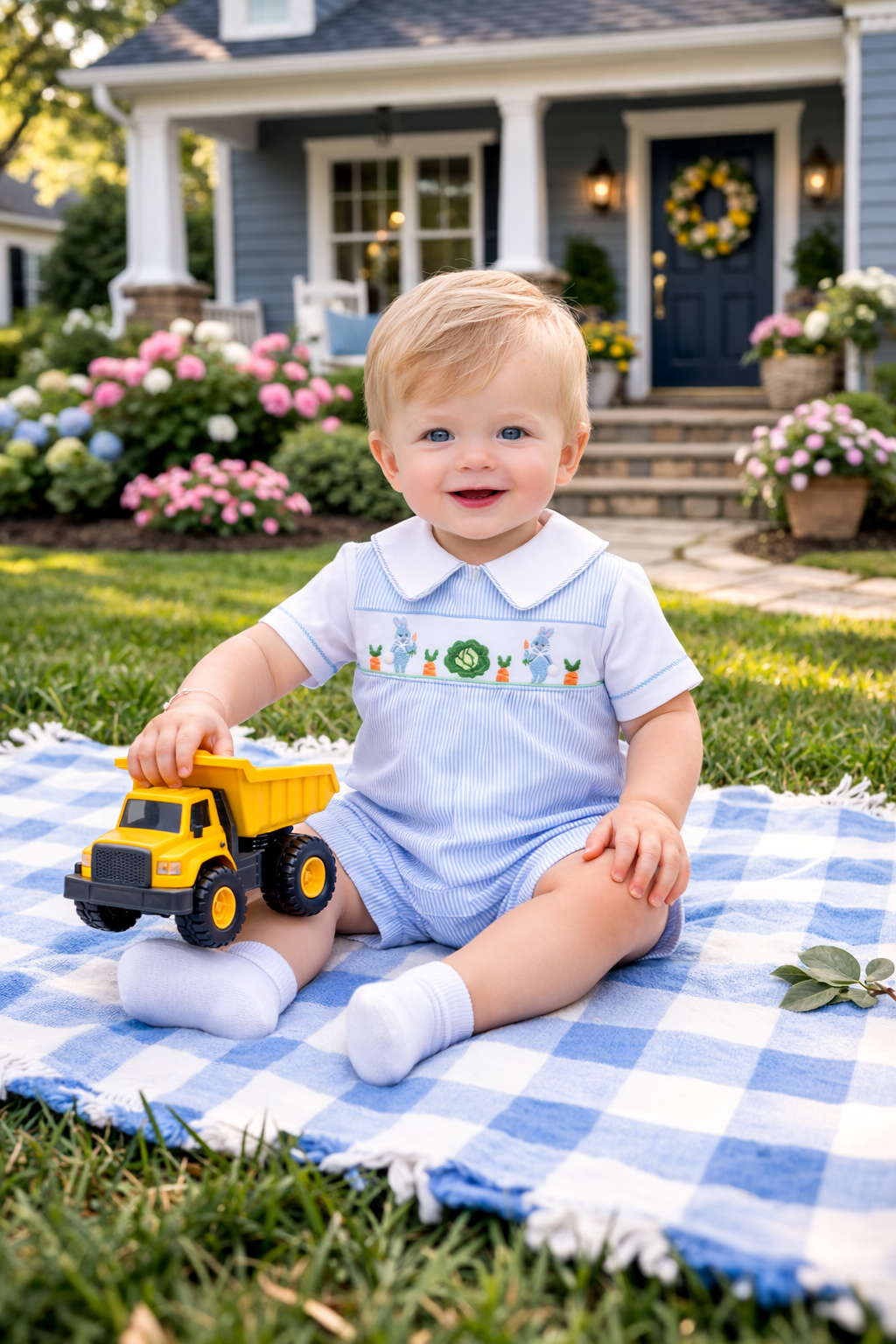 Easter Bunnies Boys Overall Set - Little Threads Inc. Children's Clothing