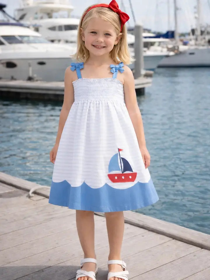 Sailboat Girls Sundress - Little Threads Inc. Children's Clothing