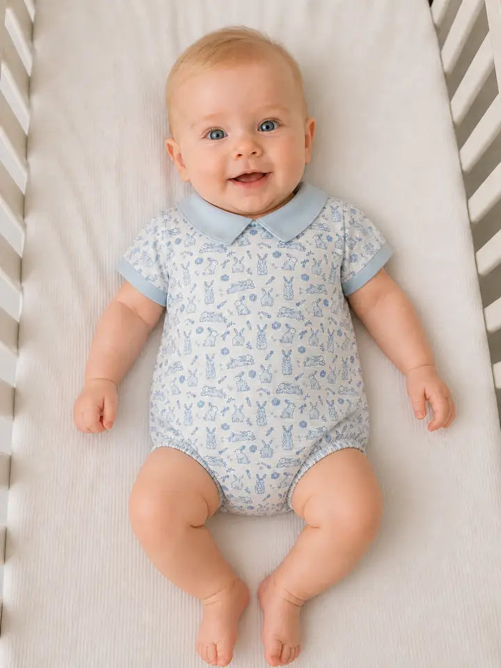 Easter Bunnies Romper Boy Pima Cotton