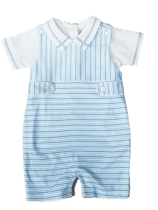 Blue Spring Flowers Boys Overall 2 Pc Set - Little Threads Inc. Children's Clothing