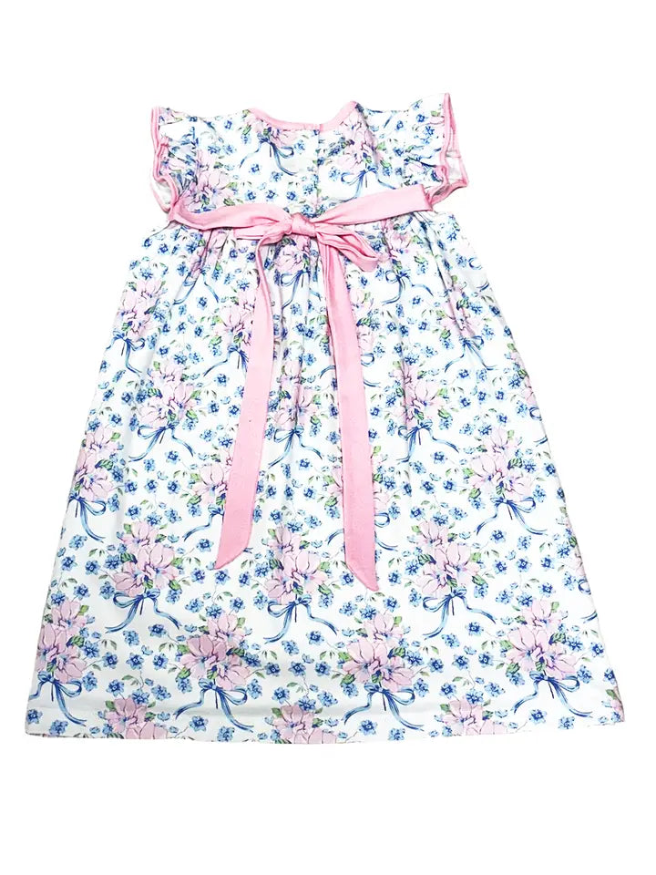 Blue Spring Flowers Girl's Float Dress - Little Threads Inc. Children's Clothing