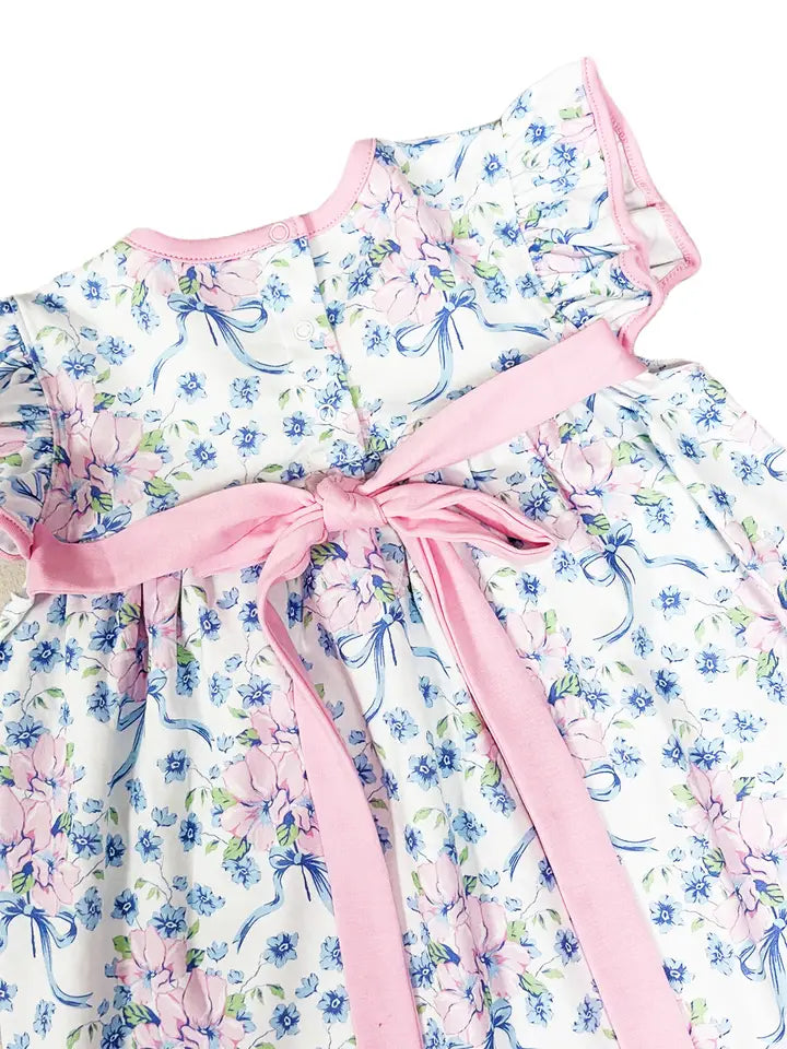Blue Spring Flowers Girl's Float Dress - Little Threads Inc. Children's Clothing