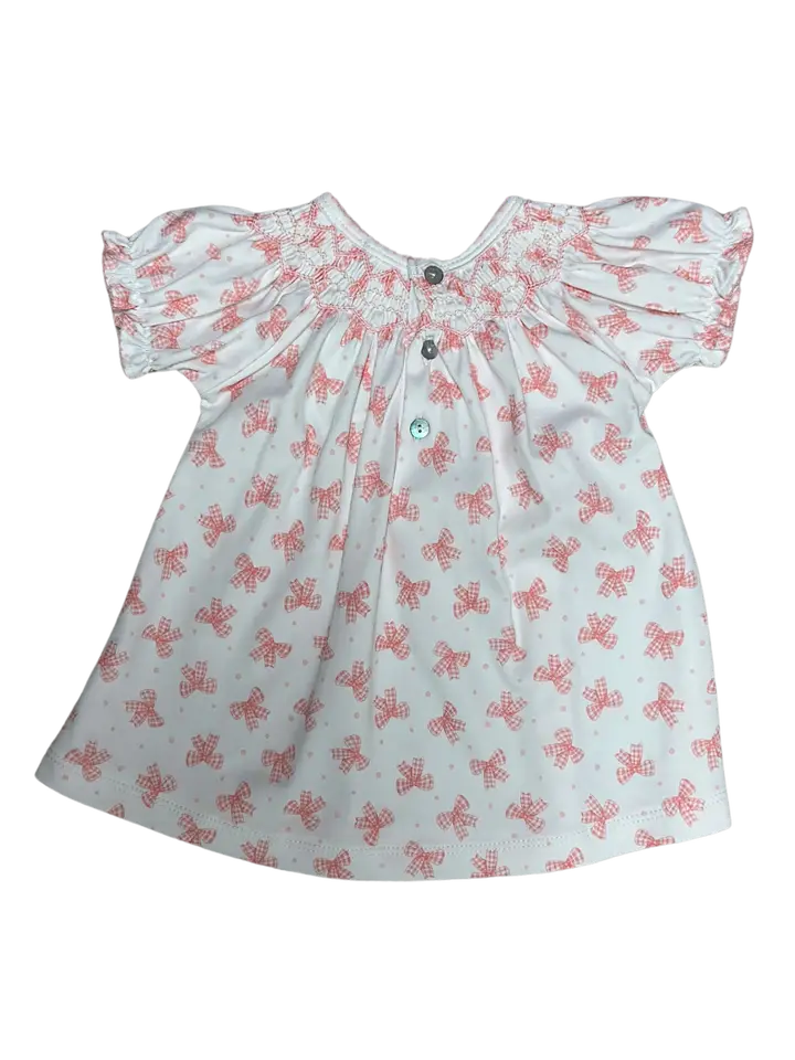 Pink Bows Hand Smocked Baby Girl Bishop Dress set - Little Threads Inc. Children's Clothing