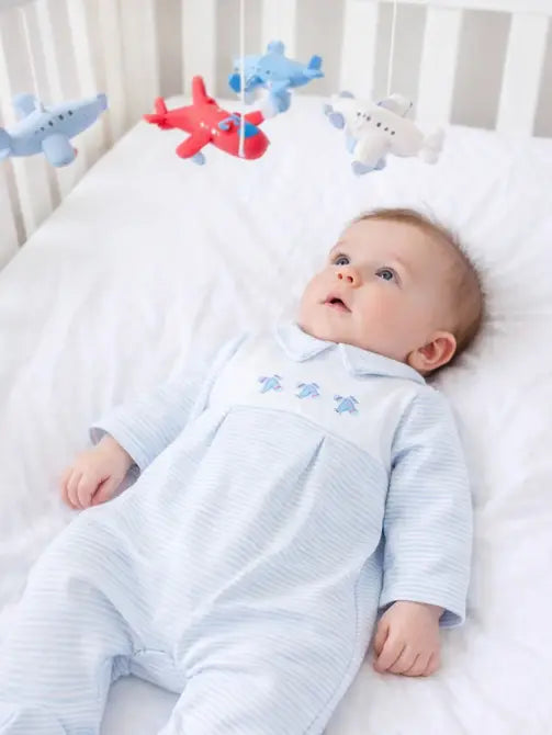 Baby Boy's "Airplanes" Striped Pima Cotton Footie - Little Threads Inc. Children's Clothing