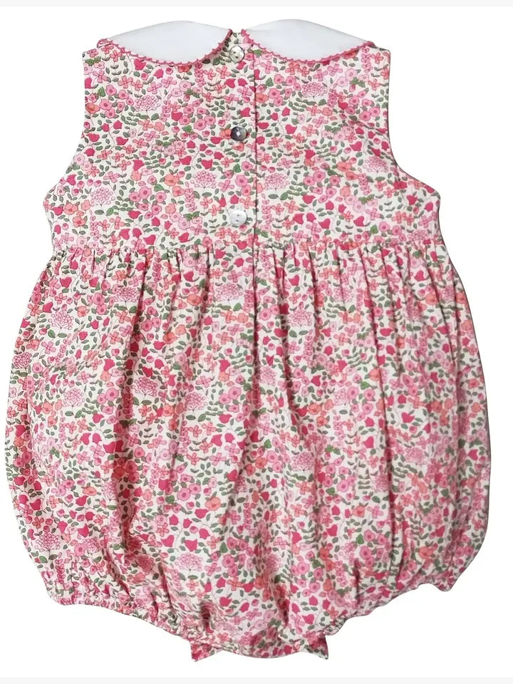 Brooke Spring floral hand smocked baby girl bubble - Little Threads Inc. Children's Clothing