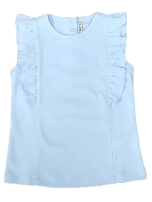 Positano Collection Sky Blue Girl's Pima Top - Little Threads Inc. Children's Clothing