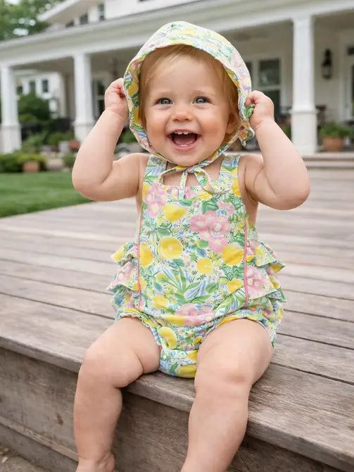 Positano Baby Girl Sun Bubble and Sun Hat - Little Threads Inc. Children's Clothing