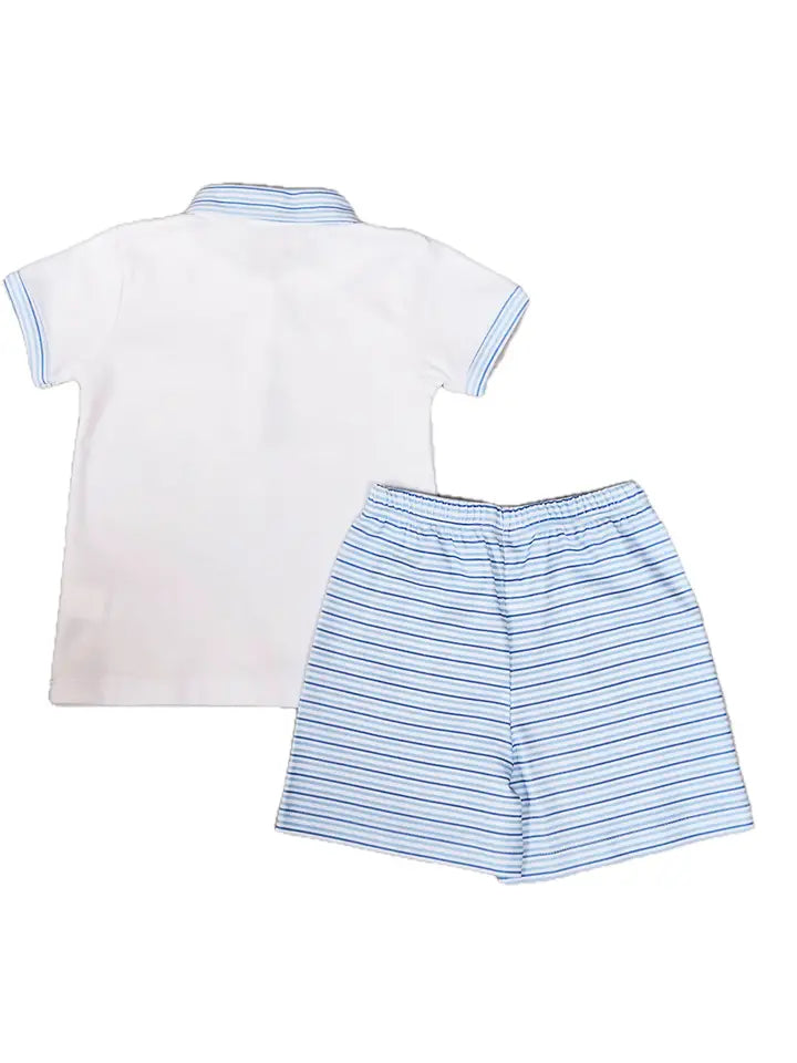 Blue Spring Flowers Boy's 2 Pc Short Set - Little Threads Inc. Children's Clothing