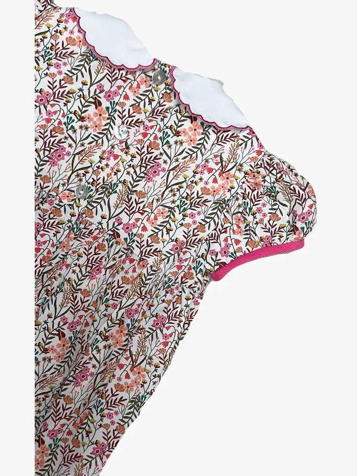 Baby Girl's "Amy & Lucas" Bubble with Embroidered Collar