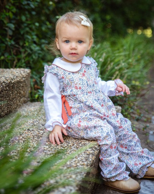 Baby Girl's "Fall Flowers" Romper Set with White Long Sleeve Top - Little Threads Inc. Children's Clothing