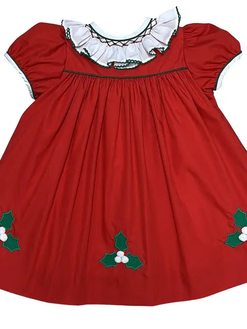 Girls Float Red dress Christmas Hollies