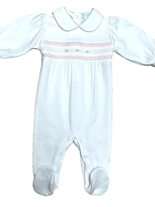 Sweet baby white jacquard girl's footie - Little Threads Inc. Children's Clothing