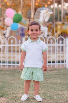 Boys Green and blue Pima cotton short set