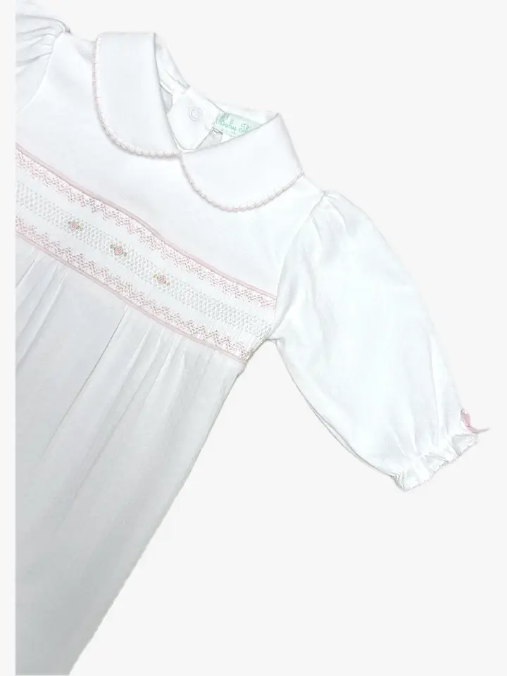 Sweet baby white jacquard girl's footie - Little Threads Inc. Children's Clothing