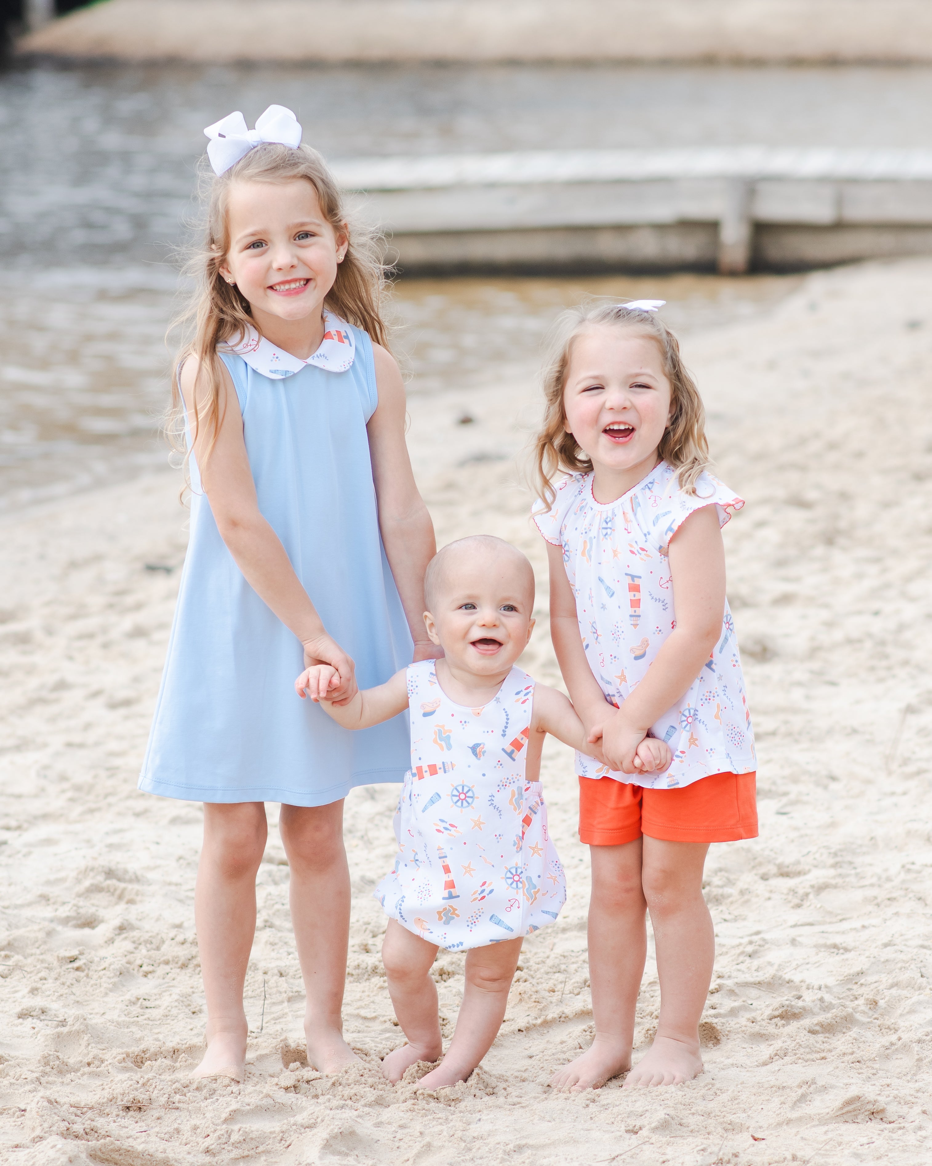 Orange Baby Boy's Nautical Print Romper - Little Threads Inc. Children's Clothing