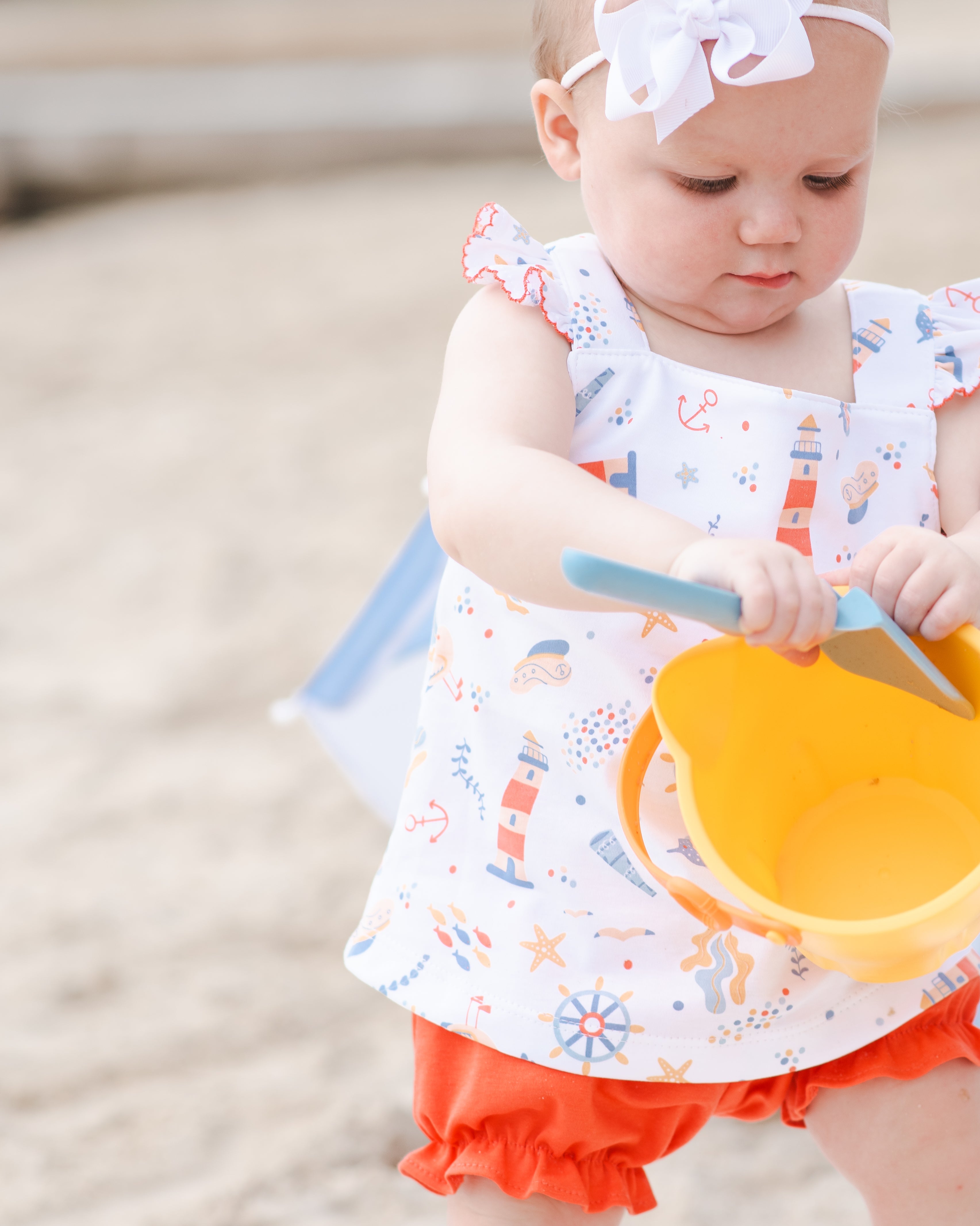 Orange Square Neck Nautical Shorts Set - Little Threads Inc. Children's Clothing
