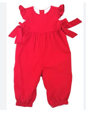 Girl's Red Corduroy Romper - Little Threads Inc. Children's Clothing