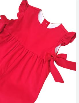 Girl's Red Corduroy Romper - Little Threads Inc. Children's Clothing