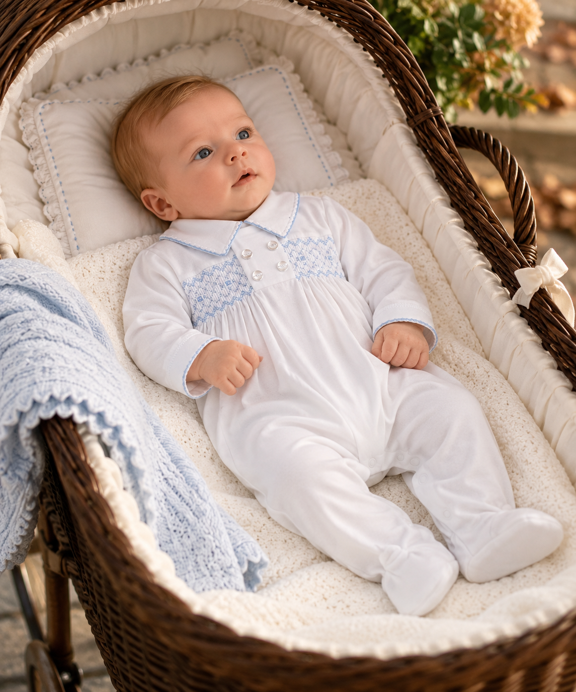 Celine and Tom Baby Boys Smocked Footie