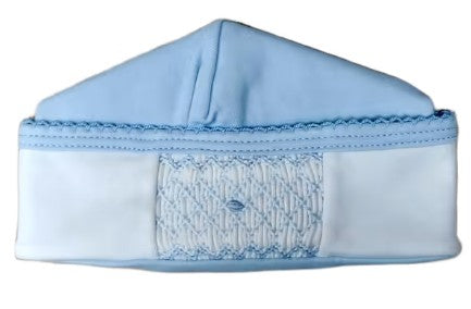 Blue smocked NB baby boy hat