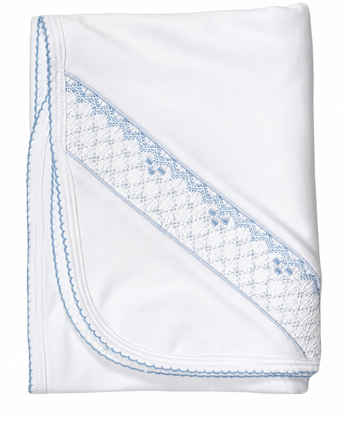 White smocked Baby Boy's blanket