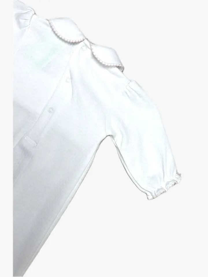 Sweet baby white jacquard girl's footie - Little Threads Inc. Children's Clothing