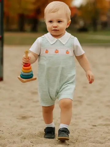 Baby Boy's Pumpkin Overall Set - Little Threads Inc. Children's Clothing