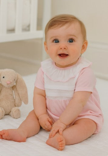 Basics - Baby Girl Pink and White Romper - Little Threads Inc. Children's Clothing