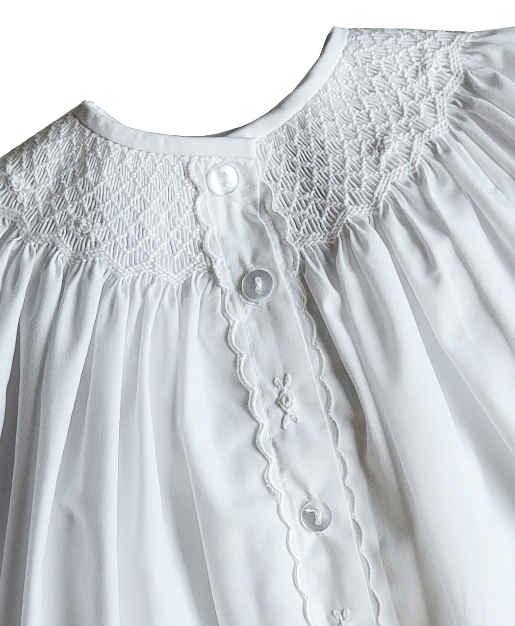 Baby Girl's White Hand Smocked Rose DayGown - Little Threads Inc. Children's Clothing