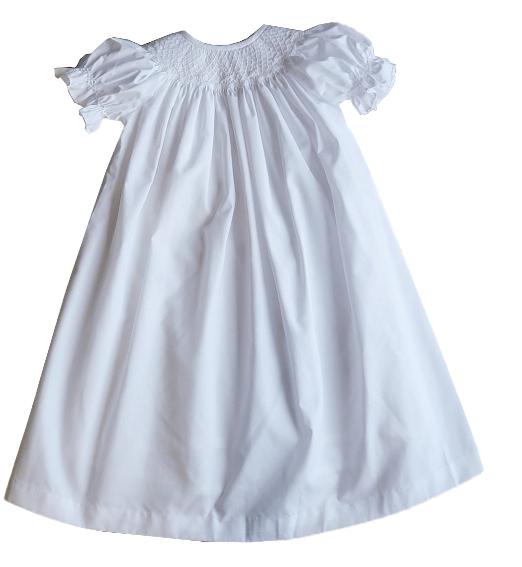 Baby Girl's White Hand Smocked Rose DayGown - Little Threads Inc. Children's Clothing