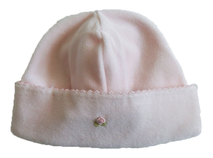 Pink Velour Hat with Pink Trim - Little Threads Inc. Children's Clothing