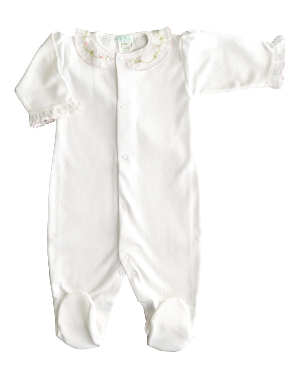 Baby Girl's Rose Vine White Footie - Little Threads Inc. Children's Clothing