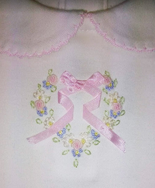 Heart roses embroidered baby girl onesie - Little Threads Inc. Children's Clothing