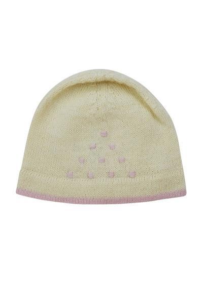 Ivory Baby Alpaca Hat with Pink Trim - Little Threads Inc. Children's Clothing