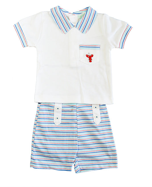 Lobster Pima cotton baby boy's short set. - Little Threads Inc. Children's Clothing