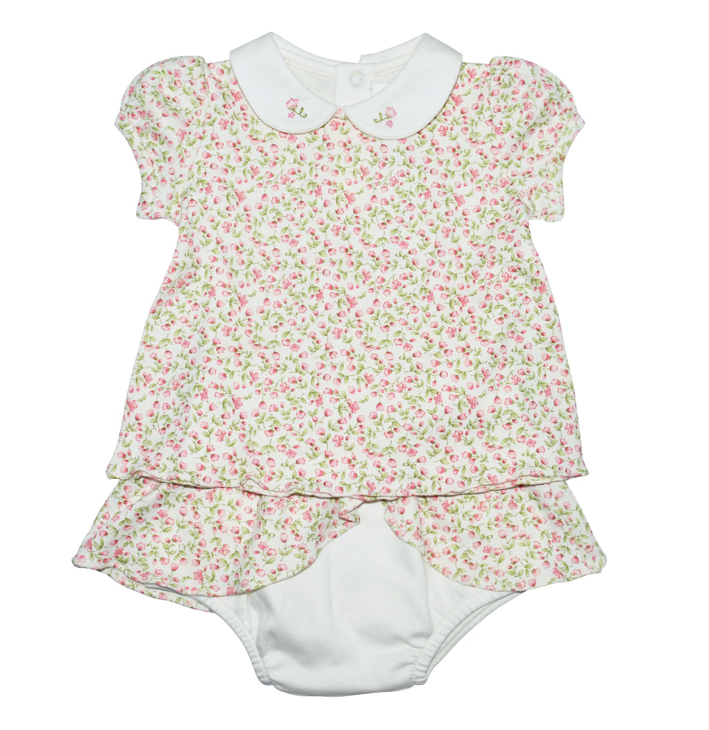 Baby Girl's Ivory Coral Print Collar Dress - Little Threads Inc. Children's Clothing