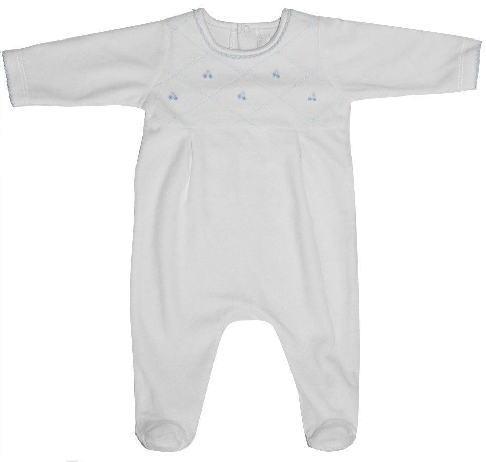 Ivory Velour Baby Boy Gift Set: Footie, blanket and hat - Little Threads Inc. Children's Clothing