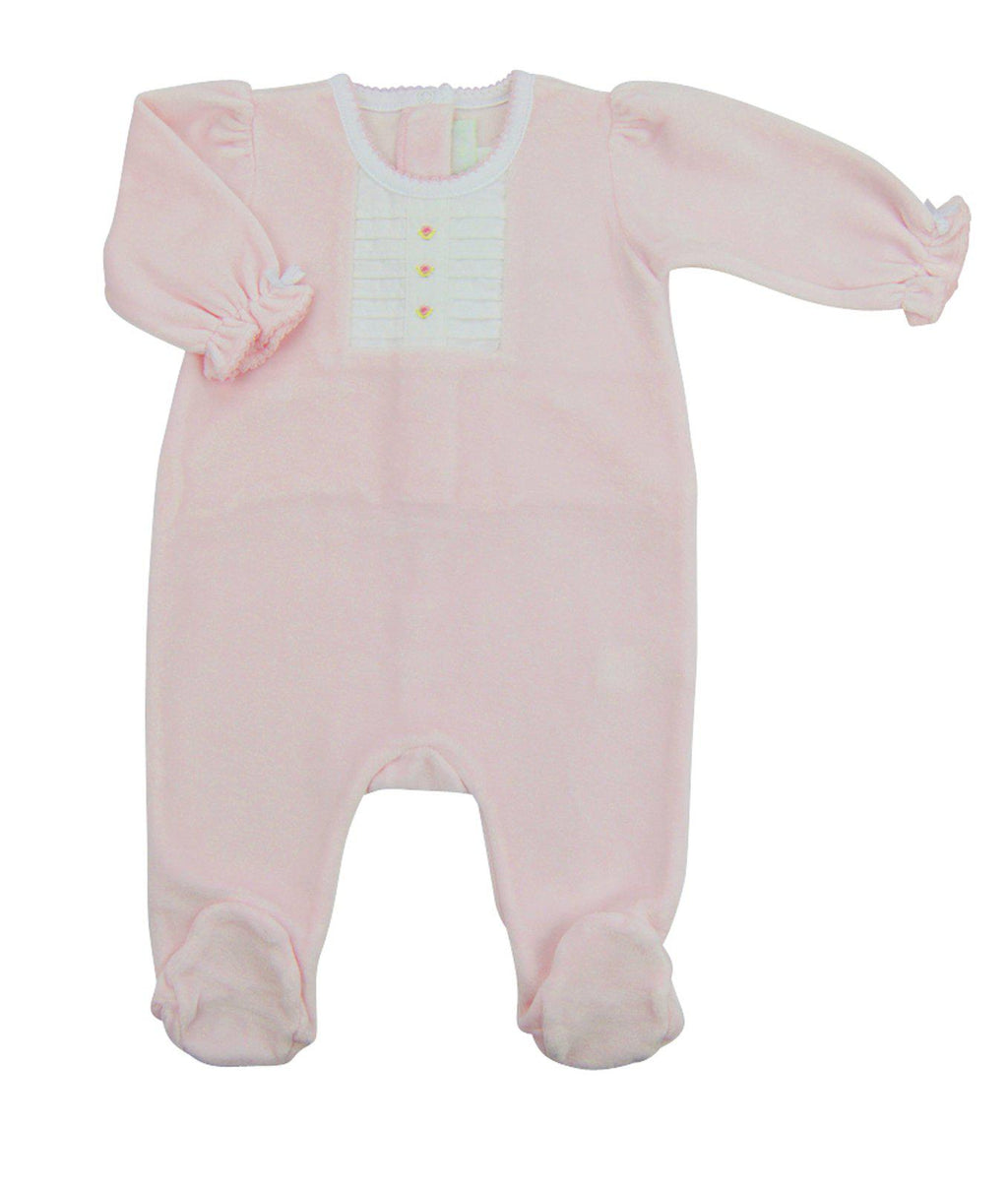 Pink Rosita Velour Footie - Little Threads Inc. Children's Clothing