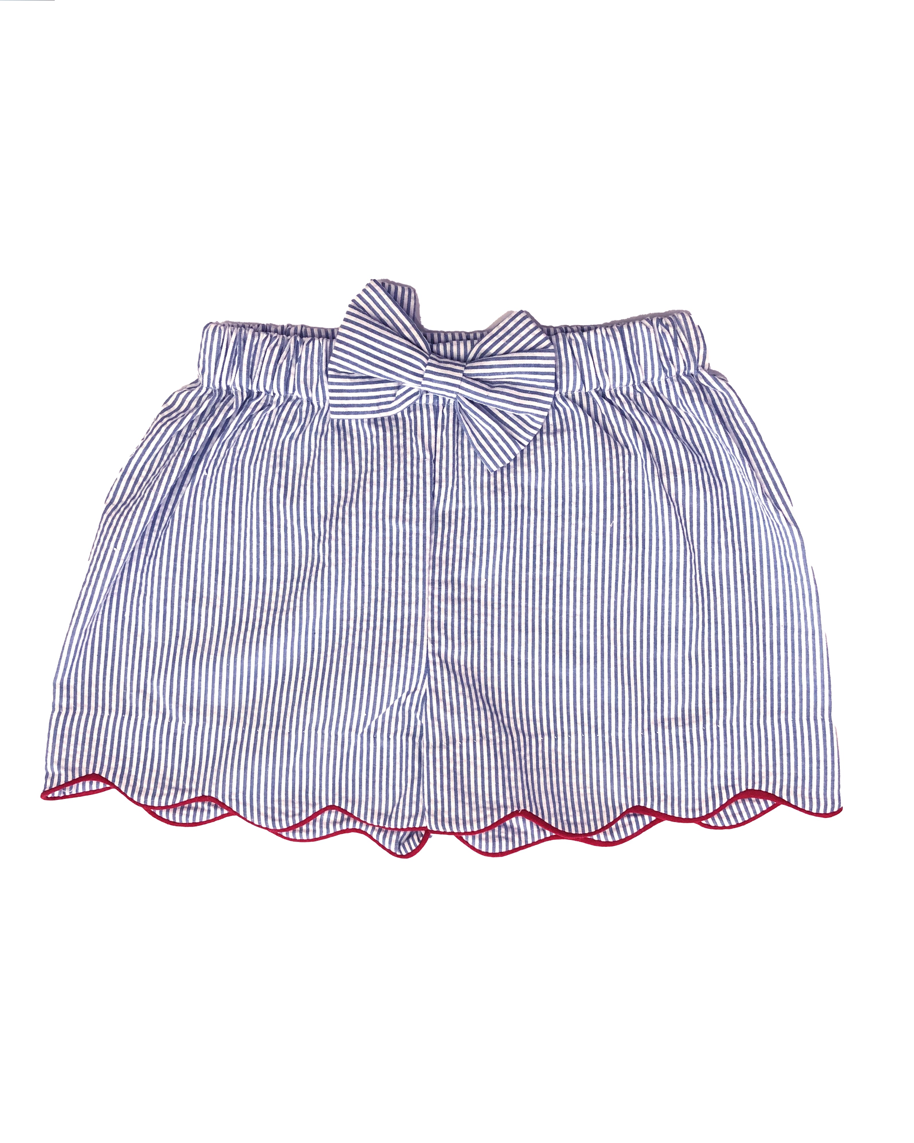 Blue Stripes Seersucker Girl's Shorts - Little Threads Inc. Children's Clothing