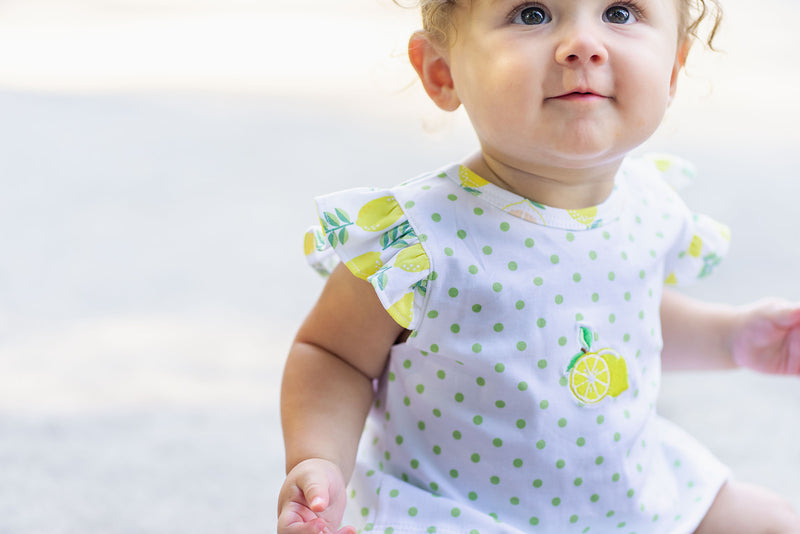 Baby girl's "Lemonade Stand" pima printed popover - Little Threads Inc. Children's Clothing