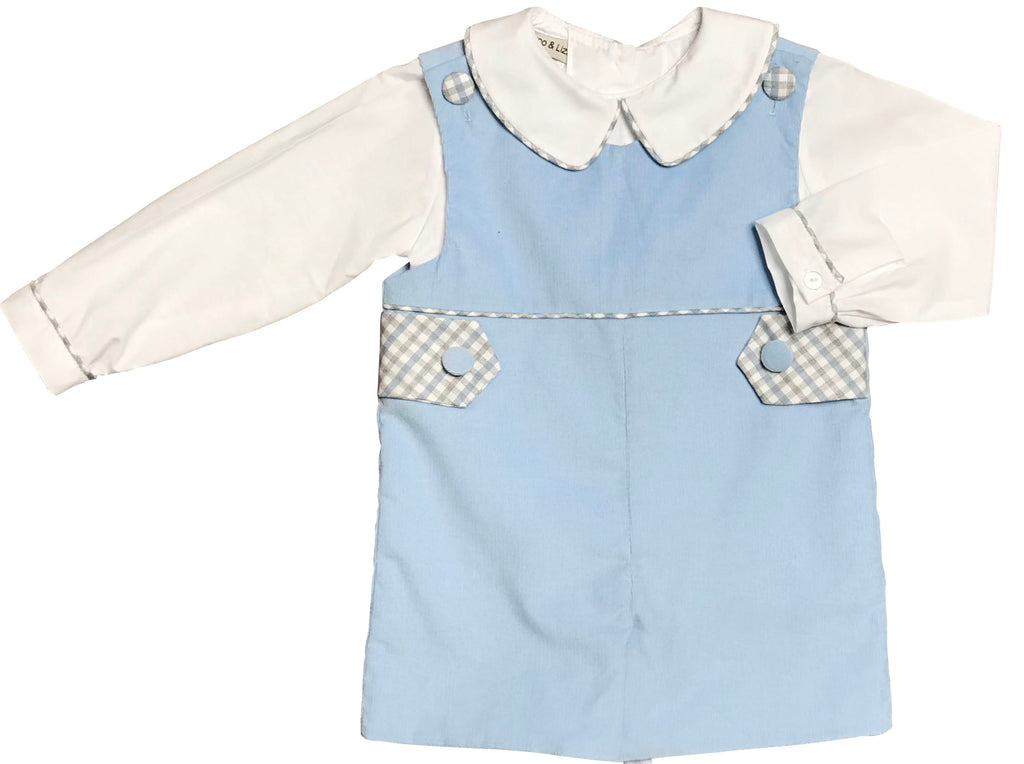 Blue and Gray Checks boy's Overall set - Little Threads Inc. Children's Clothing